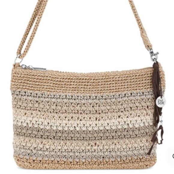 The Sak Lumi Crochet Convertible Crossbody Sand Stripe 3 In One NWOT - Picture 1 of 13